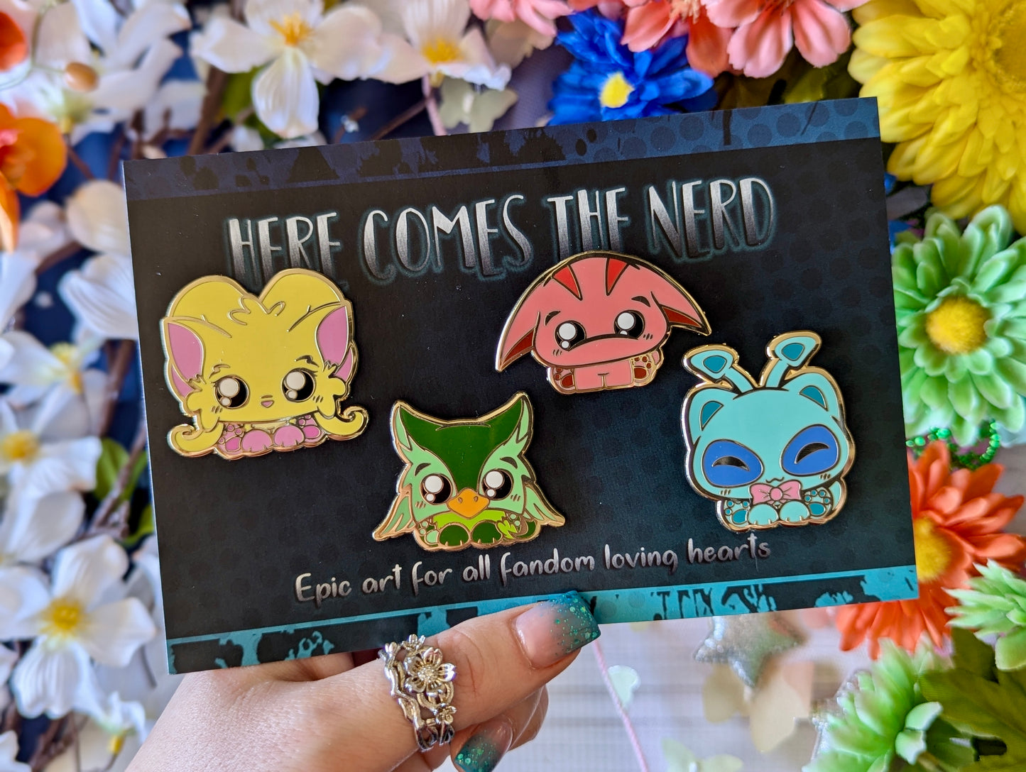 *MEGA SET* Base Collection, Pixel Pets - (8) Enamel Pins & (8) Sticker Set