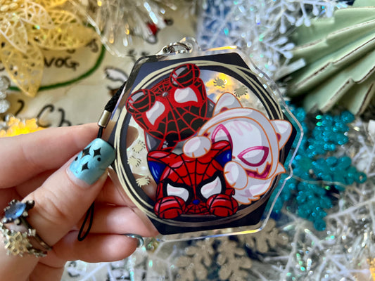 Spidey Kittens - PVC Ornament with Silver Hot Stamping