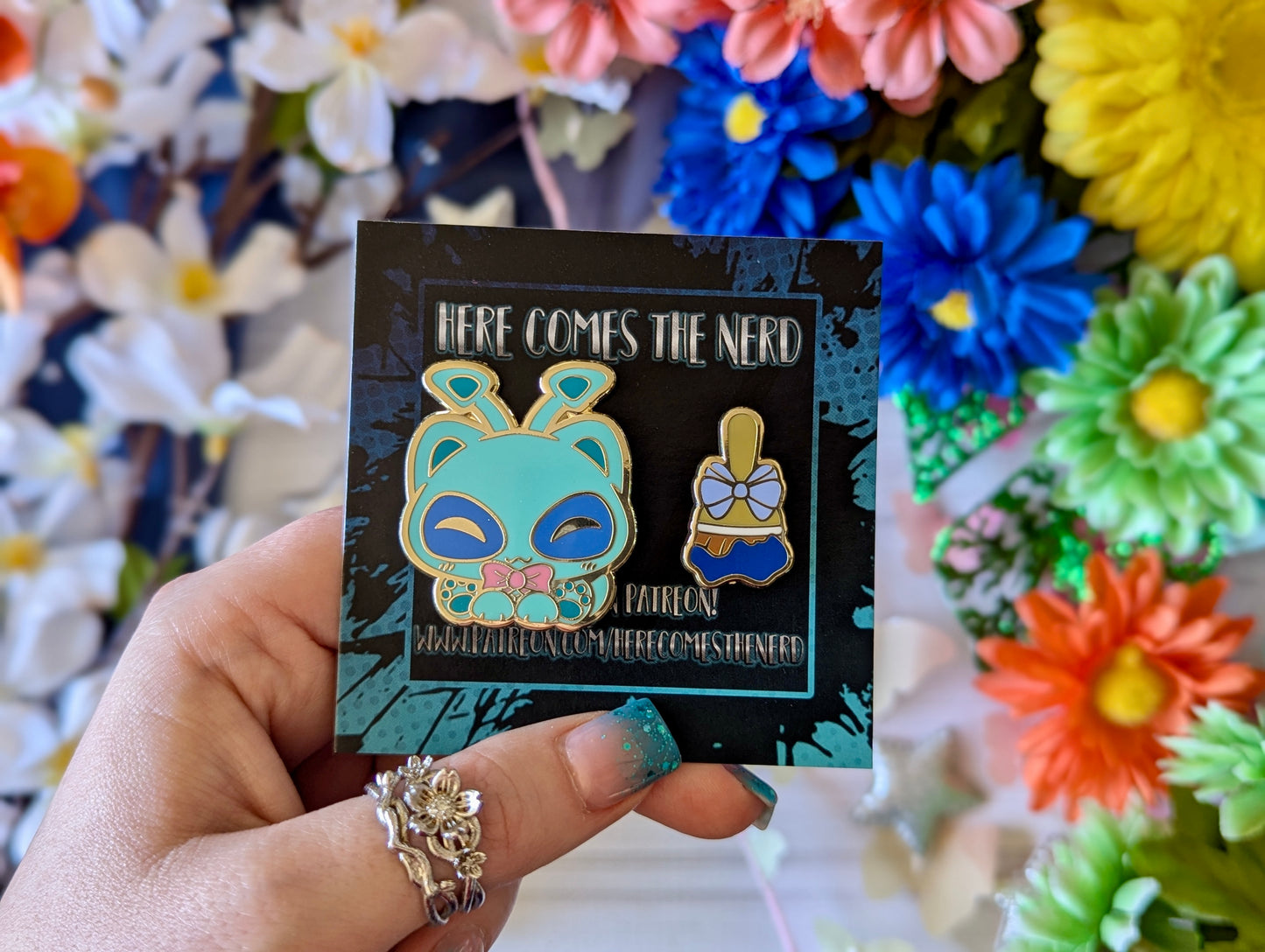 Blue Purrisha Set, Pixel Pets - (2) Enamel Pins & (2) Sticker Set