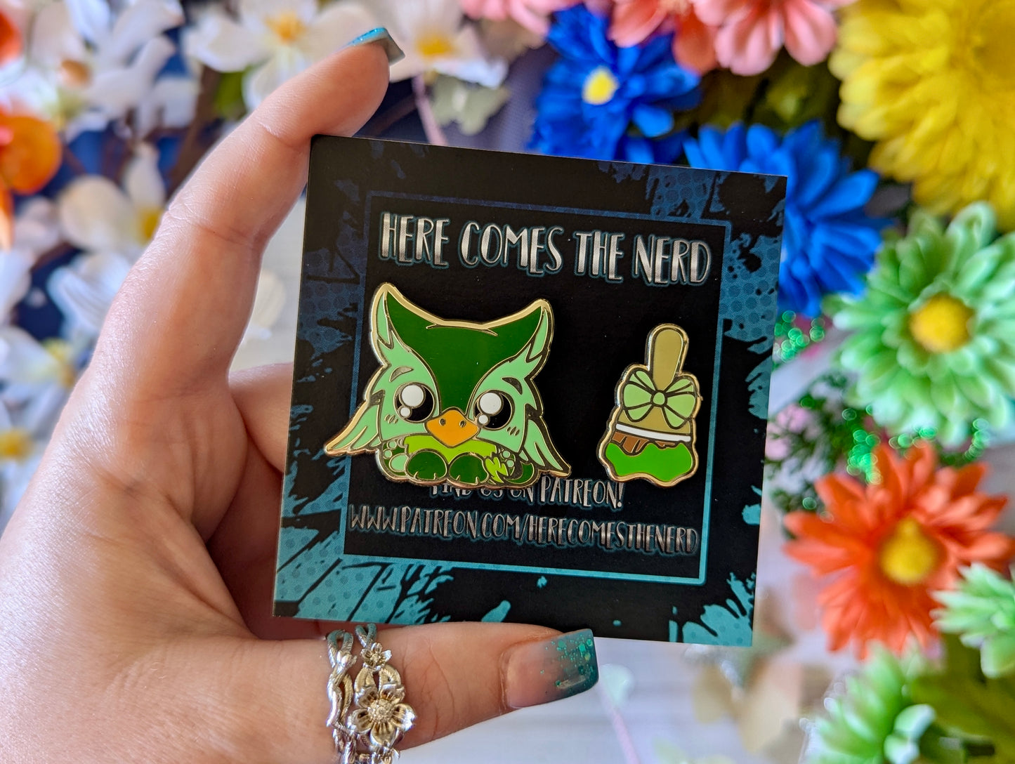 Green Ayrie Set, Pixel Pets - (2) Enamel Pins & (2) Sticker Set