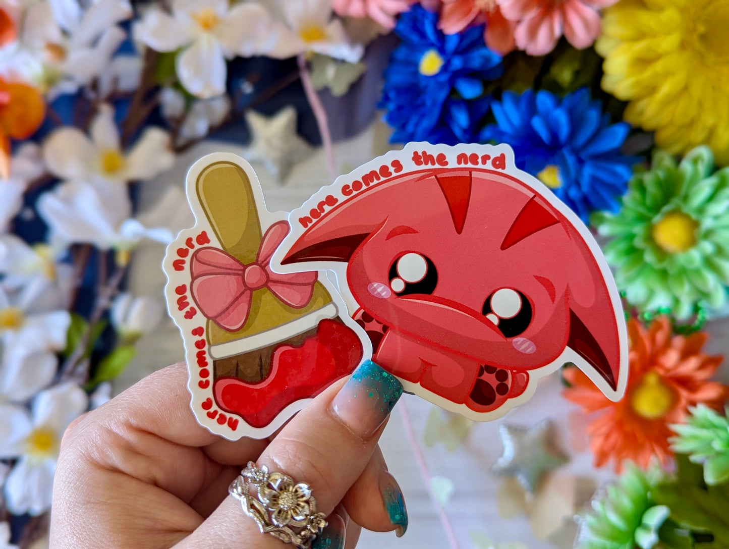 Red Snoogle Set, Pixel Pets - (2) Enamel Pins & (2) Sticker Set