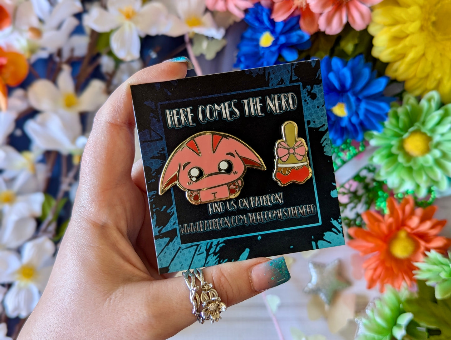 Red Snoogle Set, Pixel Pets - (2) Enamel Pins & (2) Sticker Set