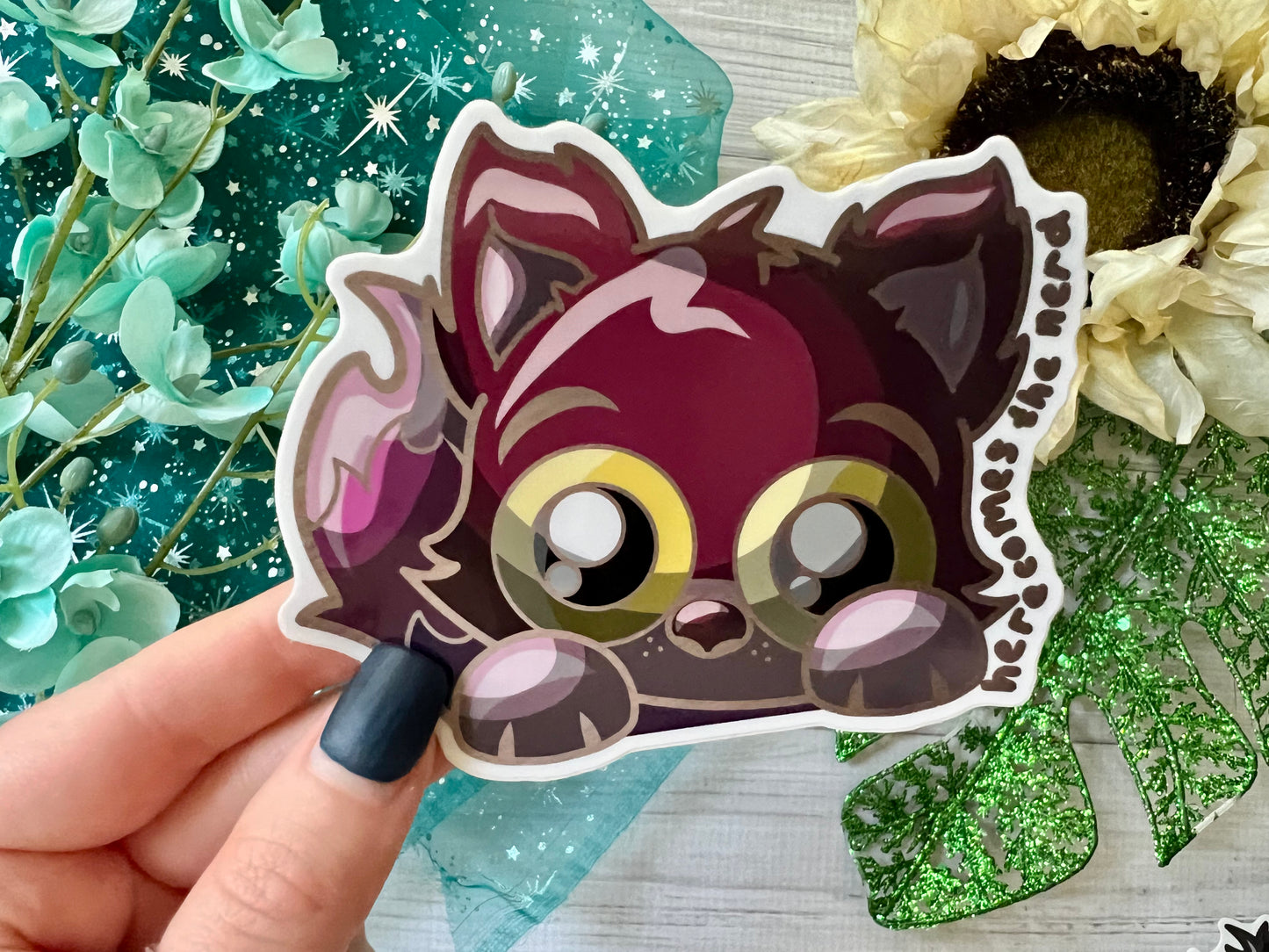 Mad Cat, Peek-a-Boo - Vinyl Sticker (FREEEEE Shipping!)