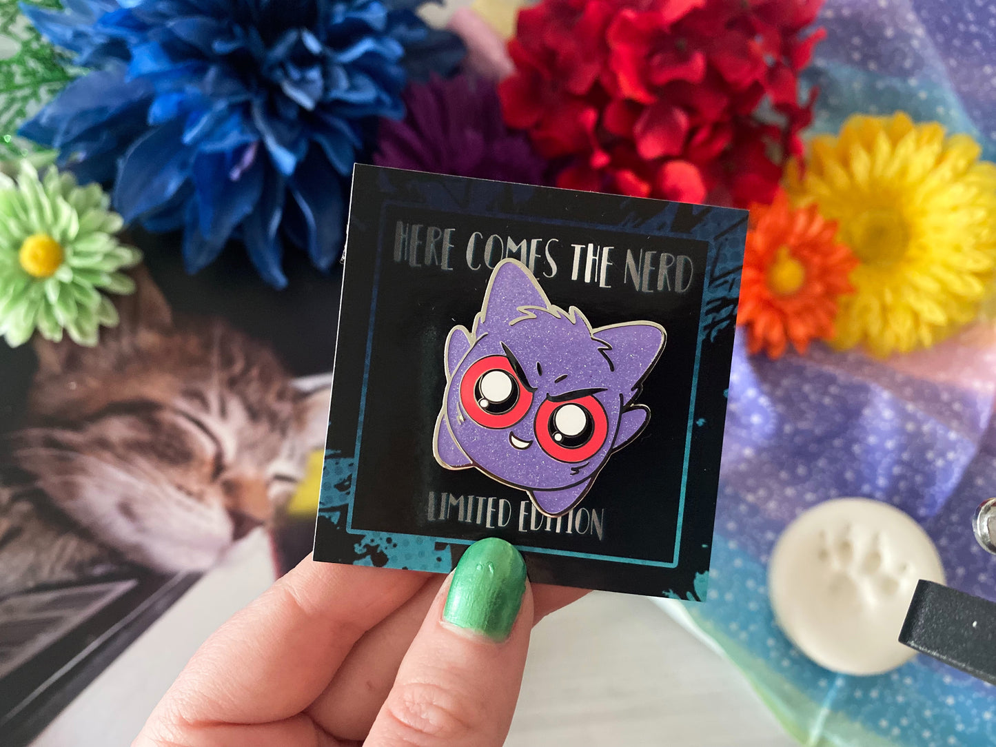 *Collectible* Glitter Ghost Jokester - Enamel Pin