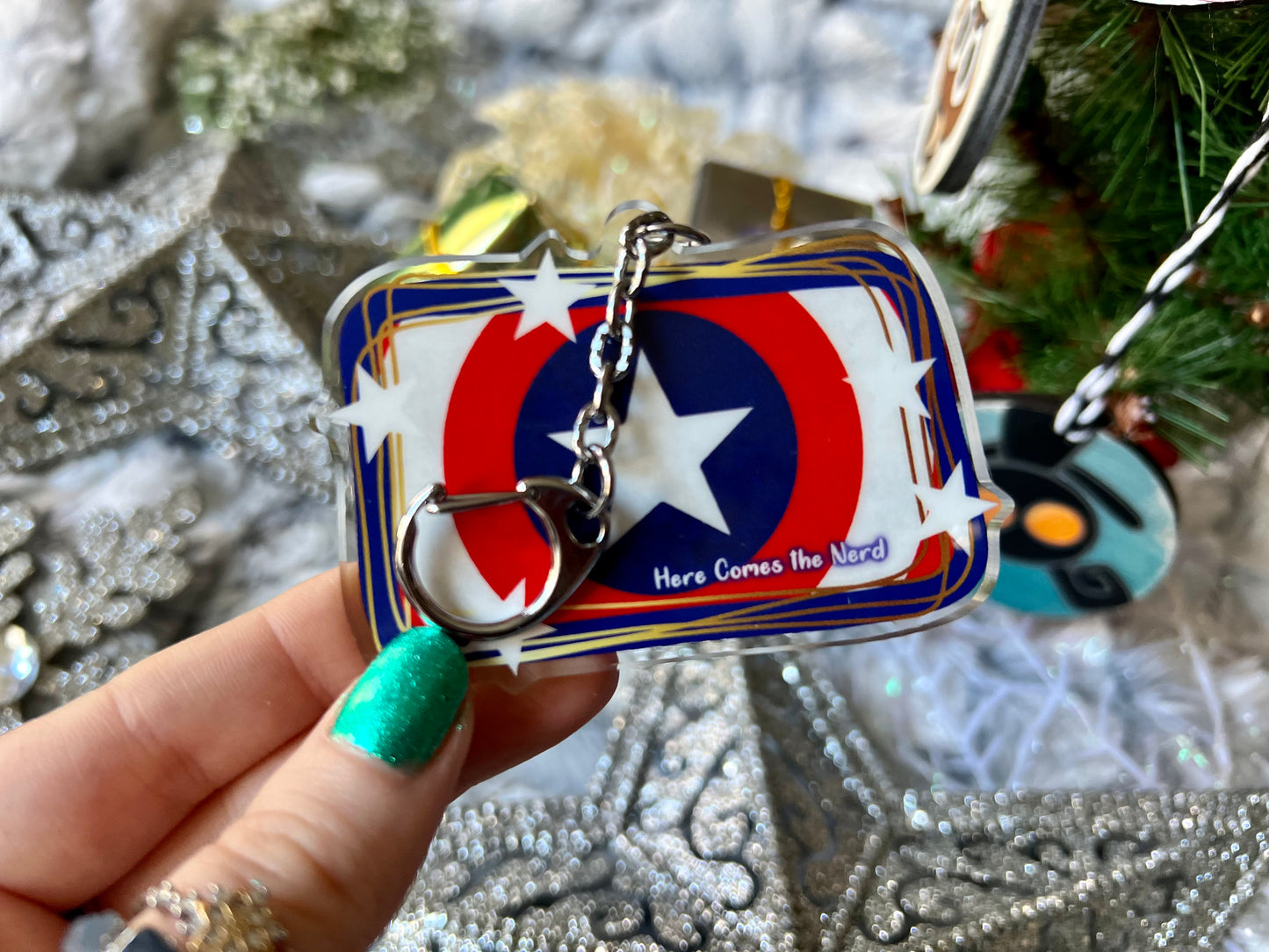 USA Heroes - Acrylic Shaker Keychain including 3 Charms