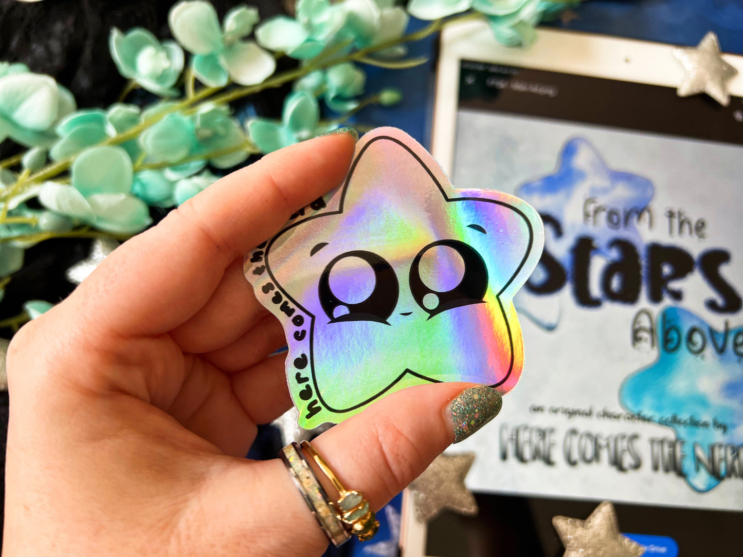 *MINI* Strela's Star Chonks (Holographic) - (2) Vinyl Stickers (FREEEEE Shipping!)