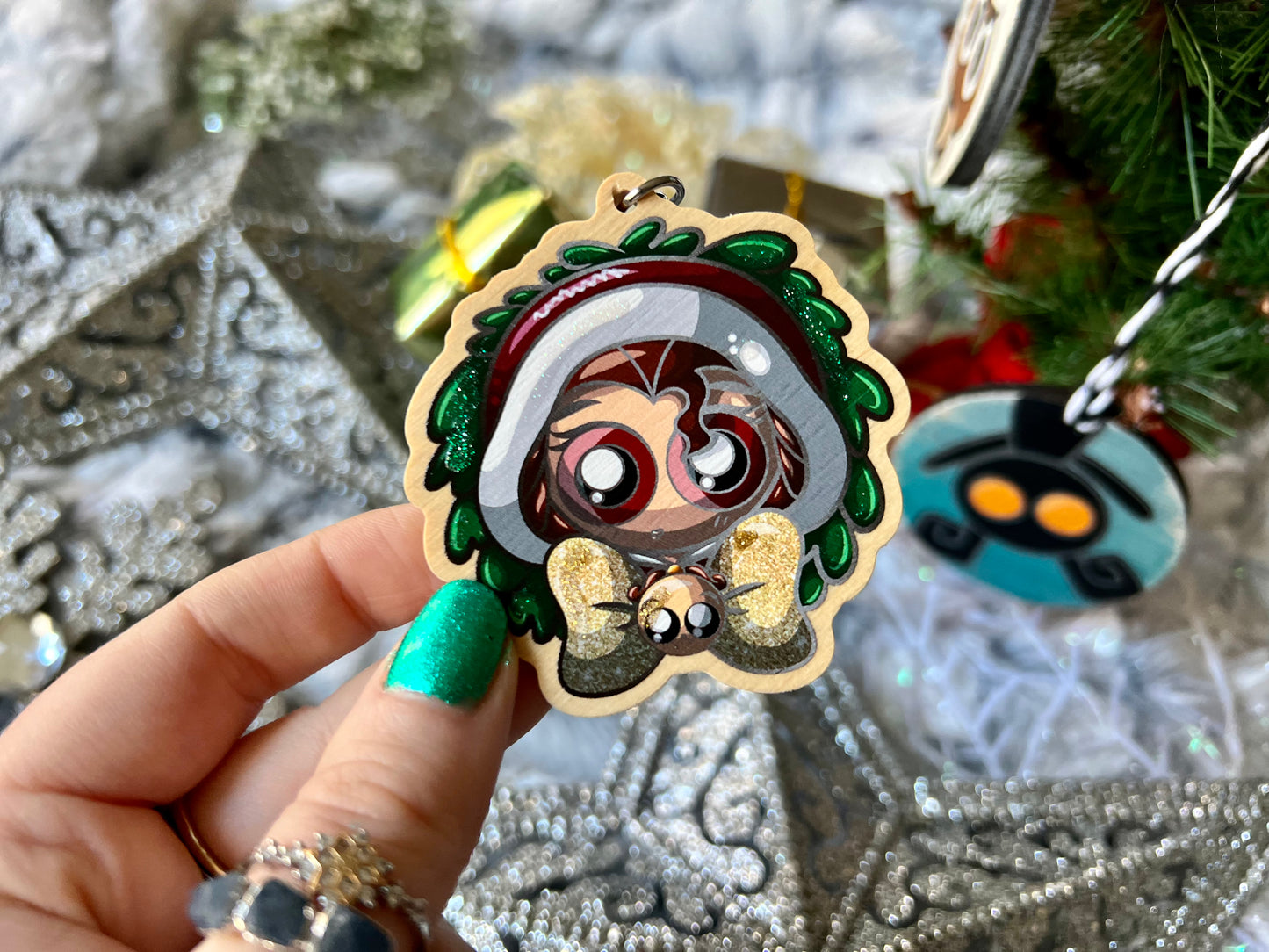 Winter Beauty - Wood Ornament with Hand Painted Embellishments