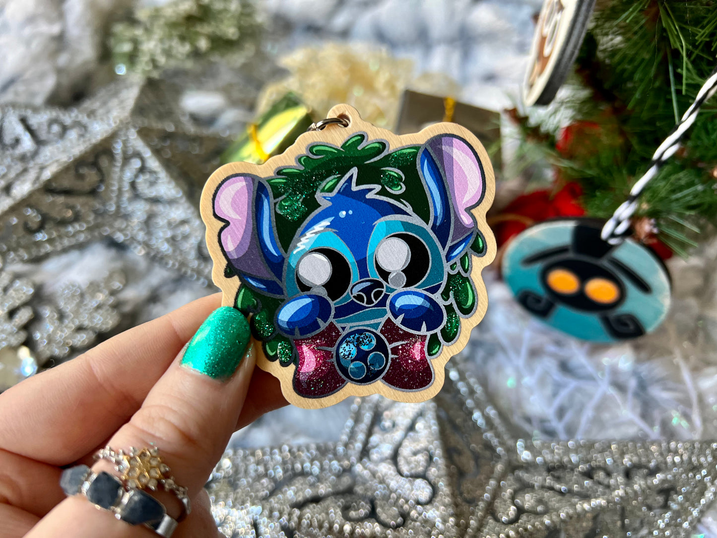 The Experiment - Wood Ornament with Hand Painted Embellishments