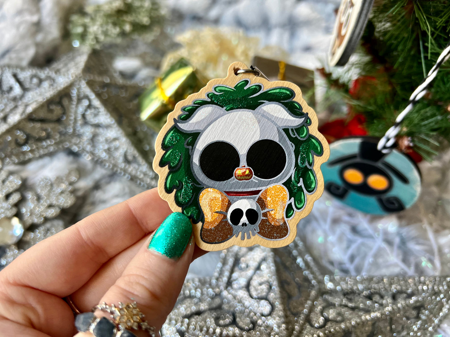 Blanket Dog - Wood Ornament with Hand Painted Embellishments