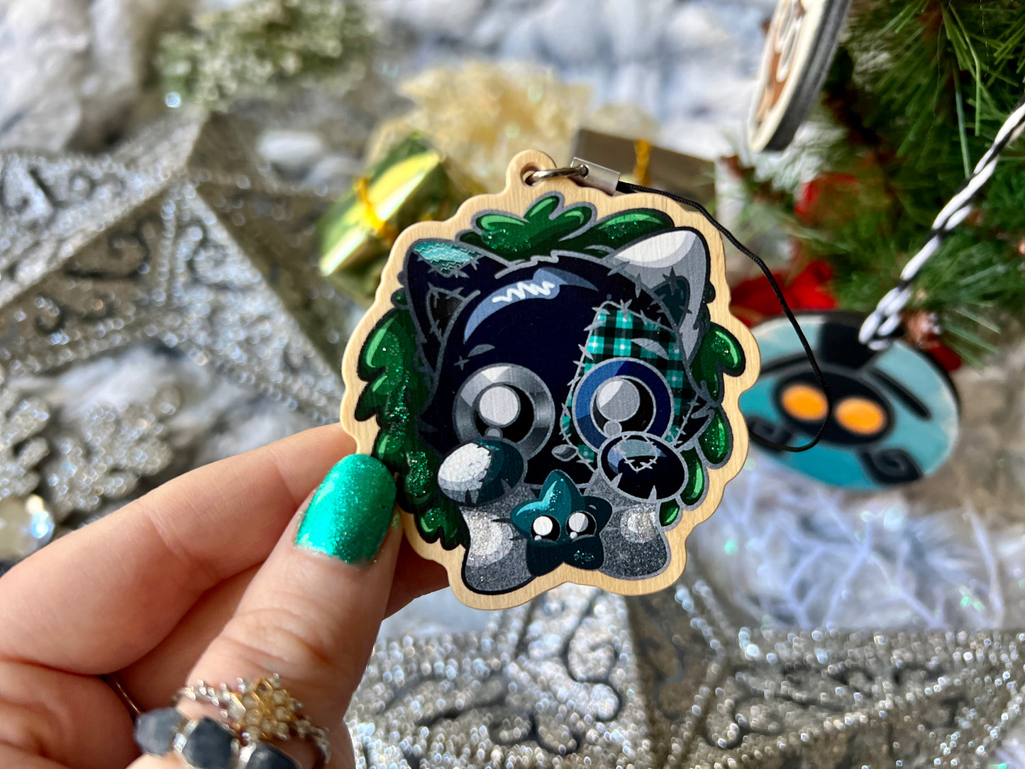 Midi - Wood Ornament with Hand Painted Embellishments