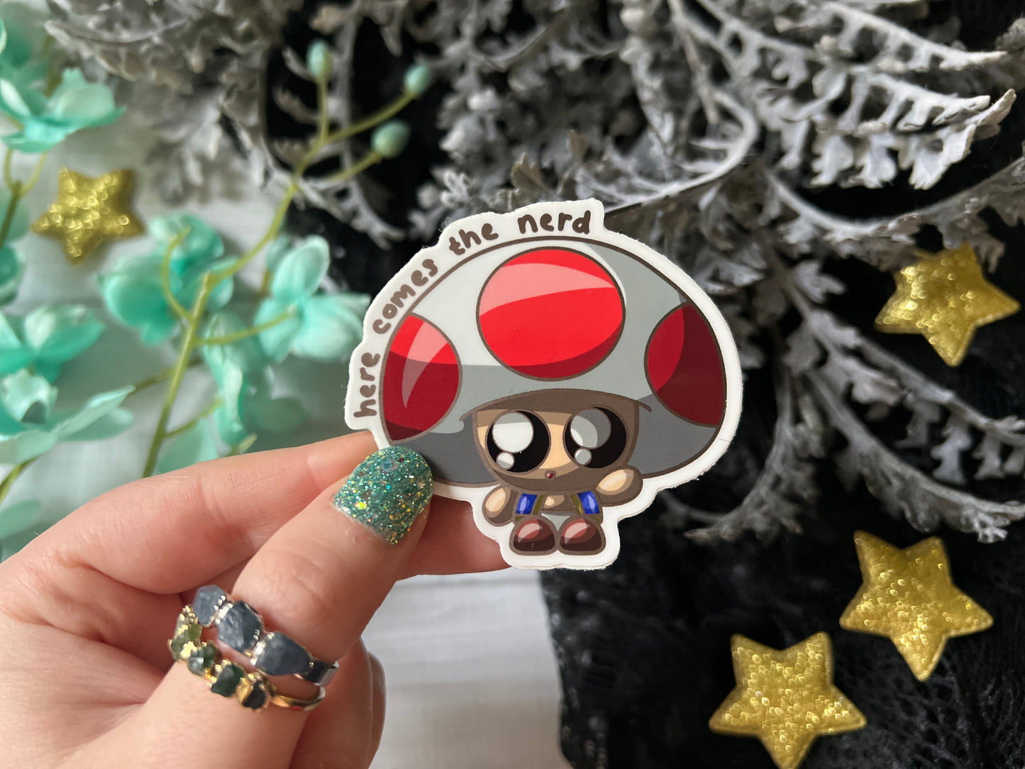 *MINI* Friendly Mushroom - Vinyl Sticker (FREEEEE Shipping!)