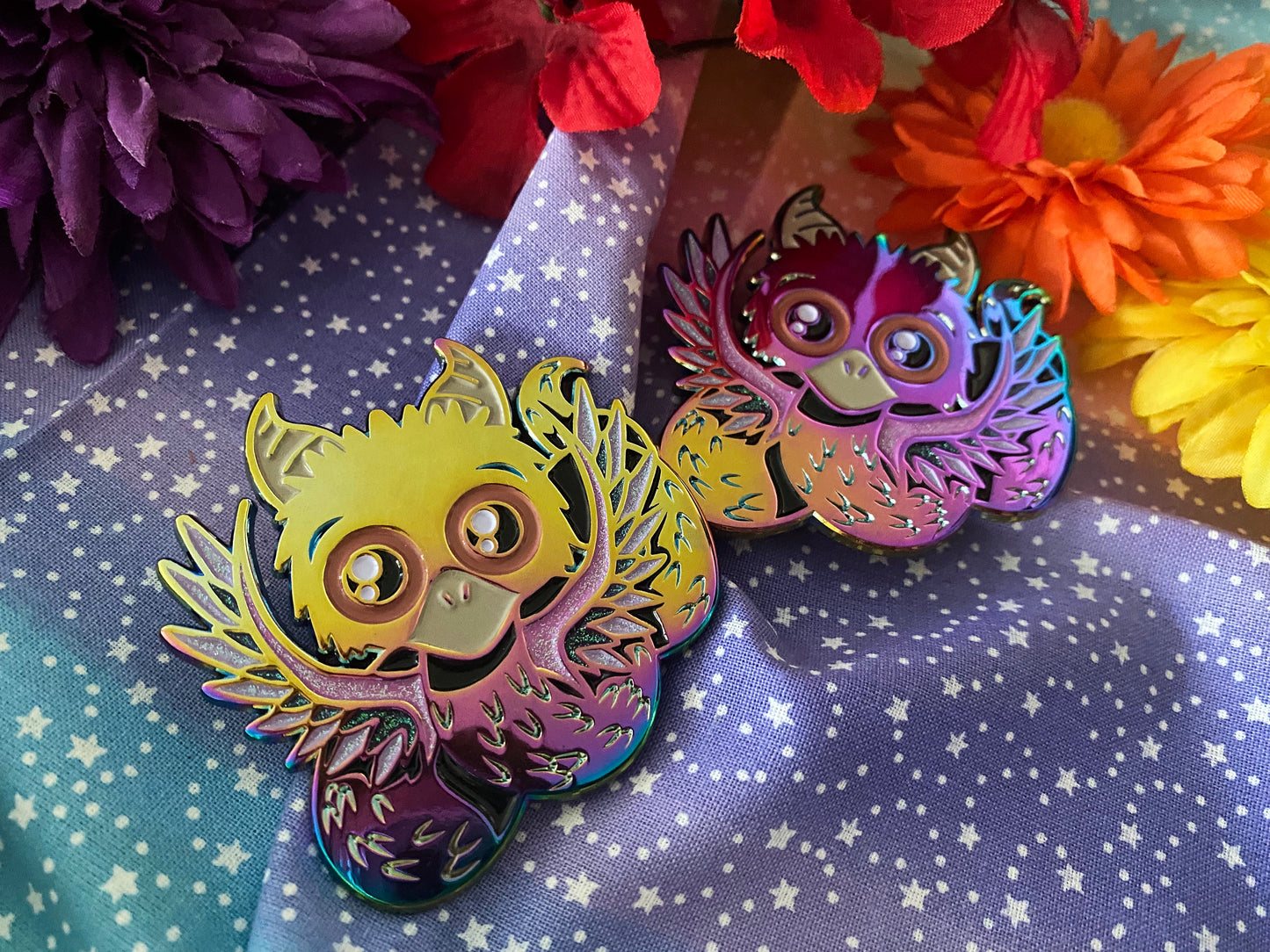 *MEGA* Rainbow Winged Serpent - Enamel Pin