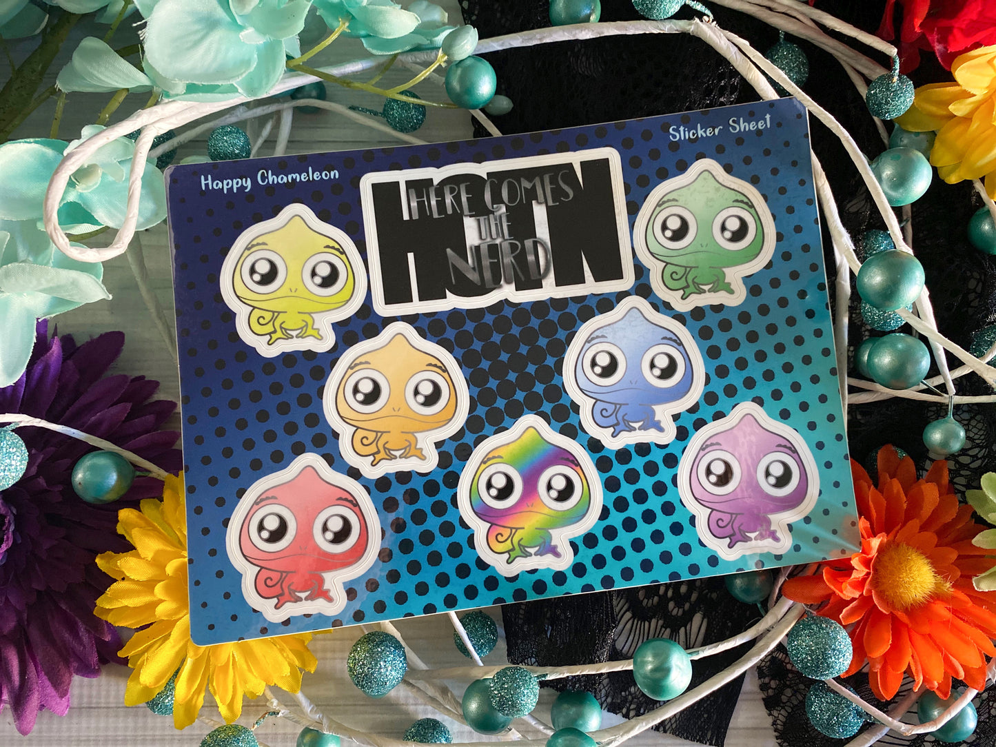 Bird, Fire Spirit, and Happy Chameleon - Sticker Sheet(s)