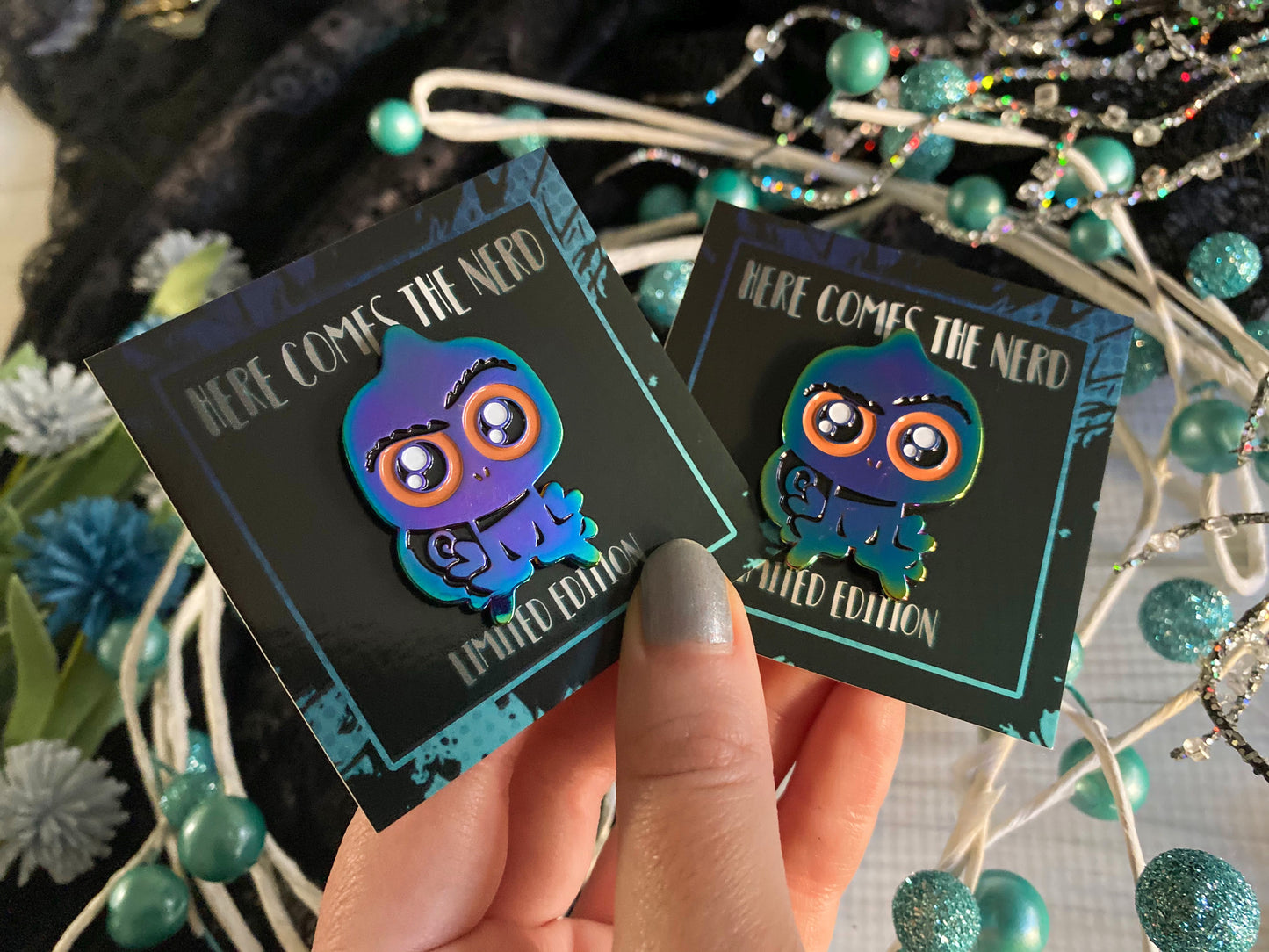 Rainbow Judgey Chameleon - Enamel Pin