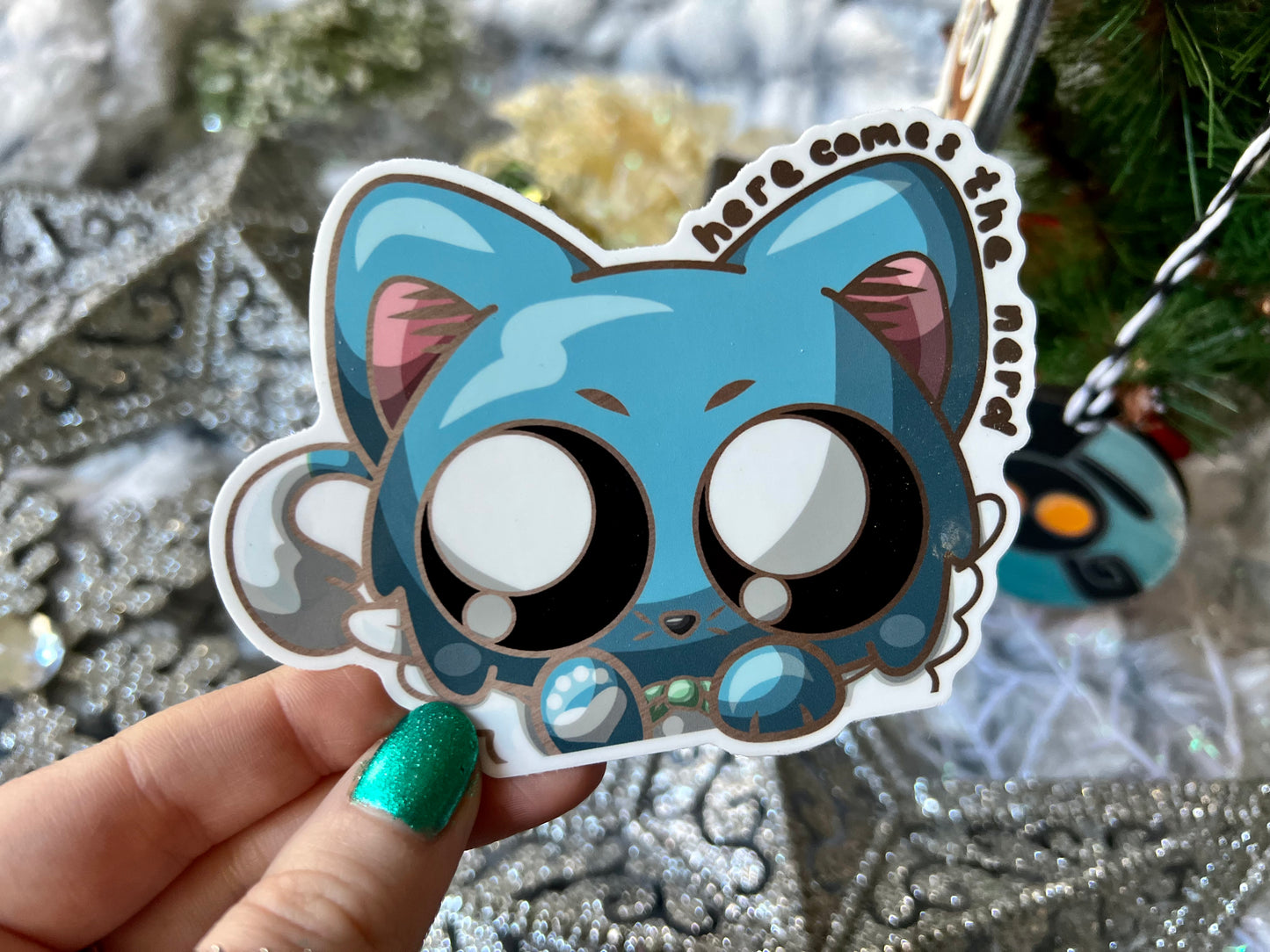 Joyful Cat, Peek-a-Boo - Vinyl Sticker (FREEEEE Shipping!)
