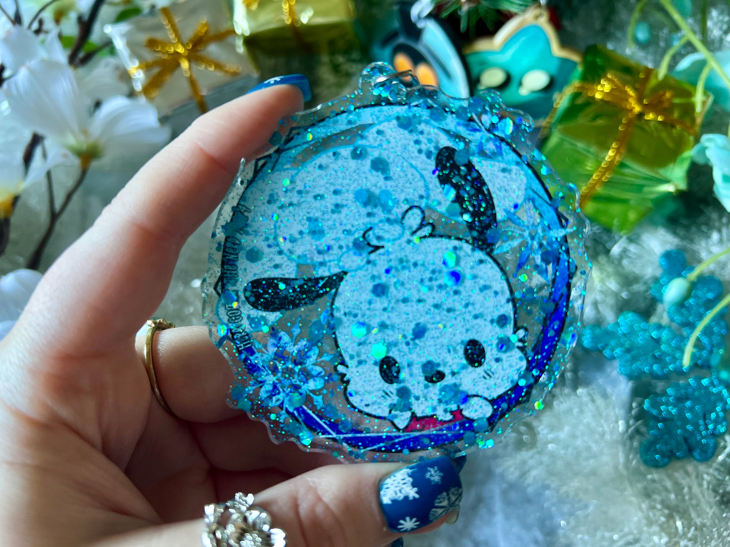 London Friends  - PVC Ornament with Blue Glitter Acrylic