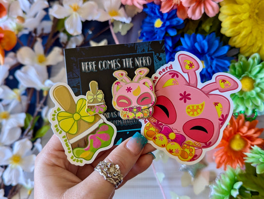 Disco Purrisha Set, Pixel Pets - (2) Enamel Pins & (2) Sticker Set