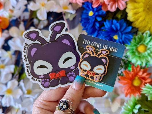 *Limited Edition* Delivery Purrisha, Pixel Pets - Enamel Pin & Sticker Set