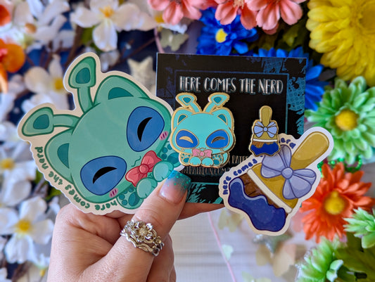 Blue Purrisha Set, Pixel Pets - (2) Enamel Pins & (2) Sticker Set