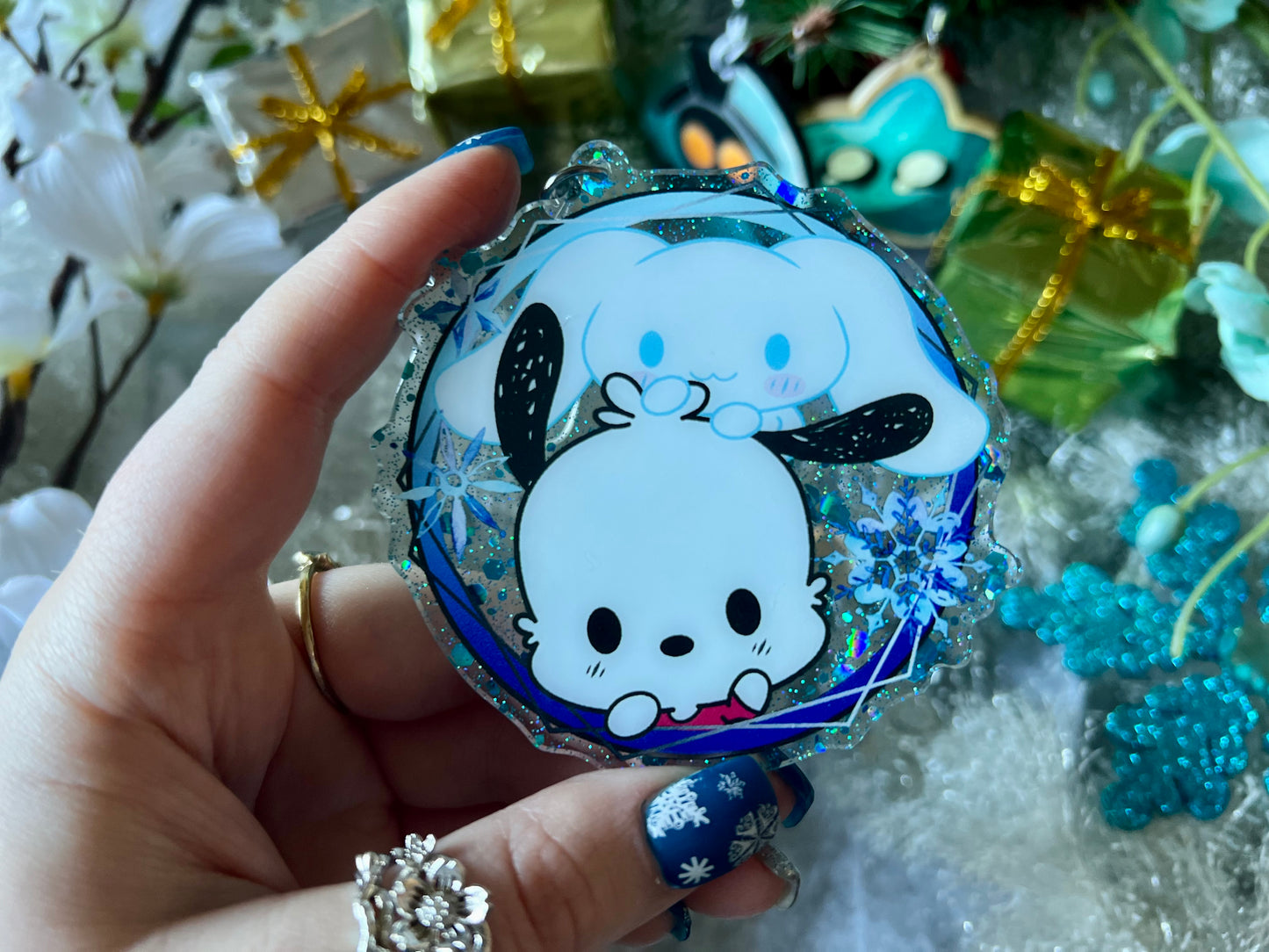 London Friends  - PVC Ornament with Blue Glitter Acrylic