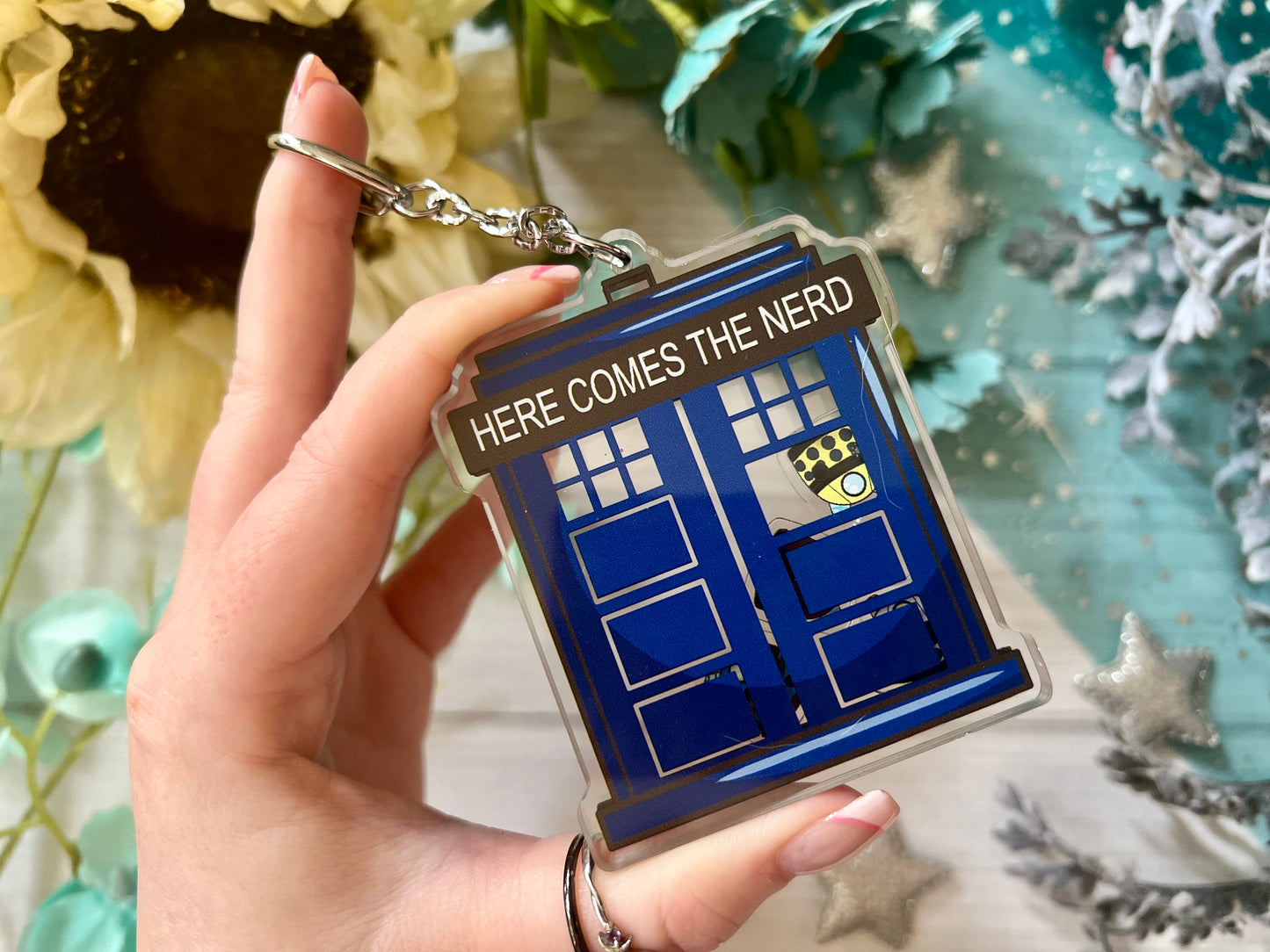 Police Box Takeover - Acrylic Shaker Keychain including 4 Charms