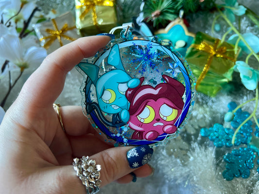 Minions - PVC Ornament with Blue Glitter Acrylic