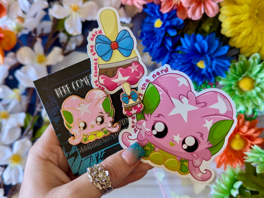 Anniversary Fluffara Set, Pixel Pets - (2) Enamel Pins & (2) Sticker Set