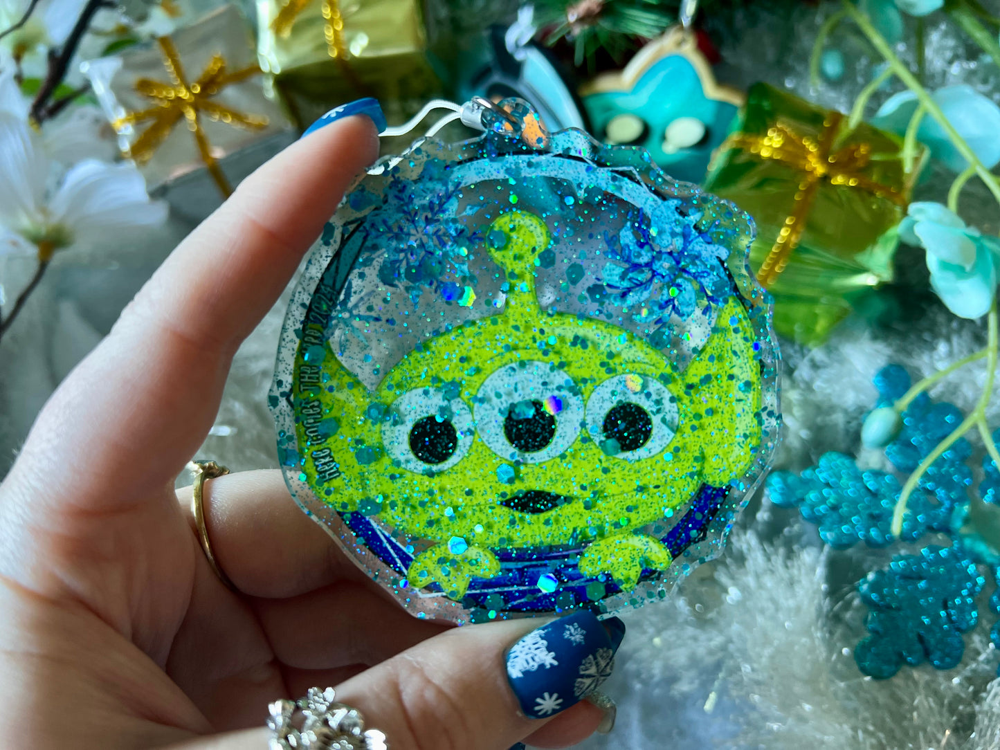 Toy - PVC Ornament with Blue Glitter Acrylic