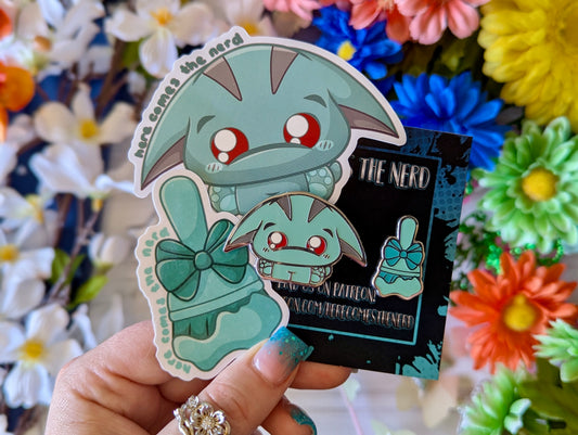 *Glow in the Dark* Ghost Snoogle Set, Pixel Pets - (2) Enamel Pins & (2) Sticker Set