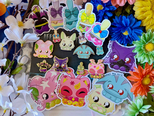 *MEGA SET* Painted Collection, Pixel Pets - (10) Enamel Pins & (10) Sticker Set