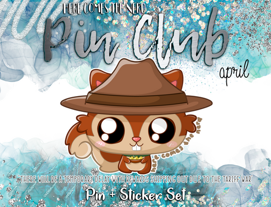 April Pin Club, Patreon Design - Squirrel w Puffs