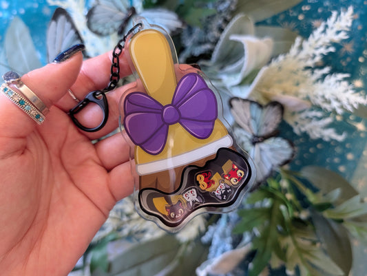 Halloween Paint Brush, Pixel Pets - Acrylic Shaker Keychain including 5 Charms