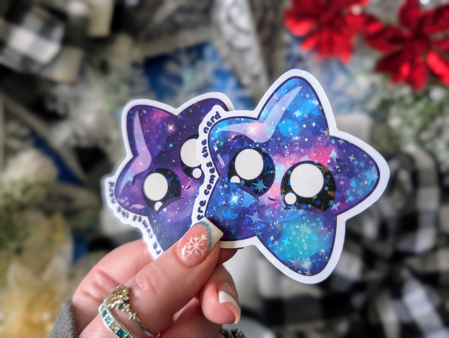 *MINI* Velaris/Terrasen inspired Star Chonks - (2) Holographic Vinyl Stickers