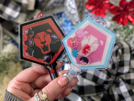 Demon Boy Band, Soda Pop & Idol Versions - Acrylic Shaker Keychain including 5 Charms