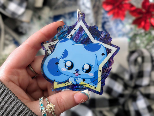 Blue Dog - Pearlescent PVC Ornament