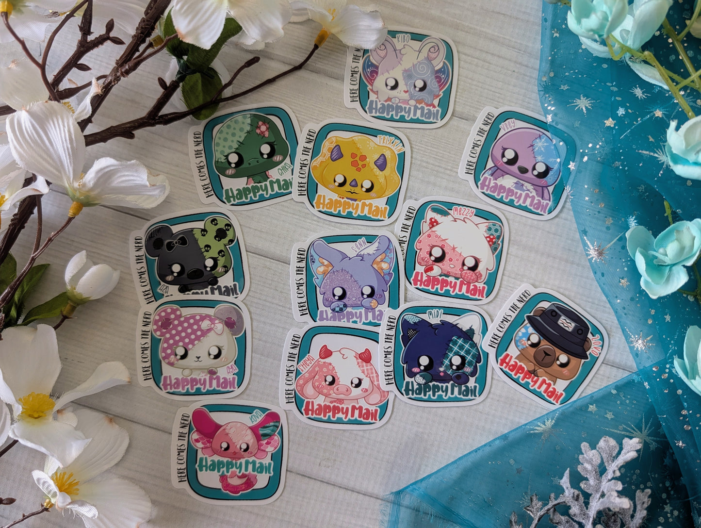 Happy Mail, From the Stars Above* - (12) Vinyl Stickers (FREEEEE Shipping!)