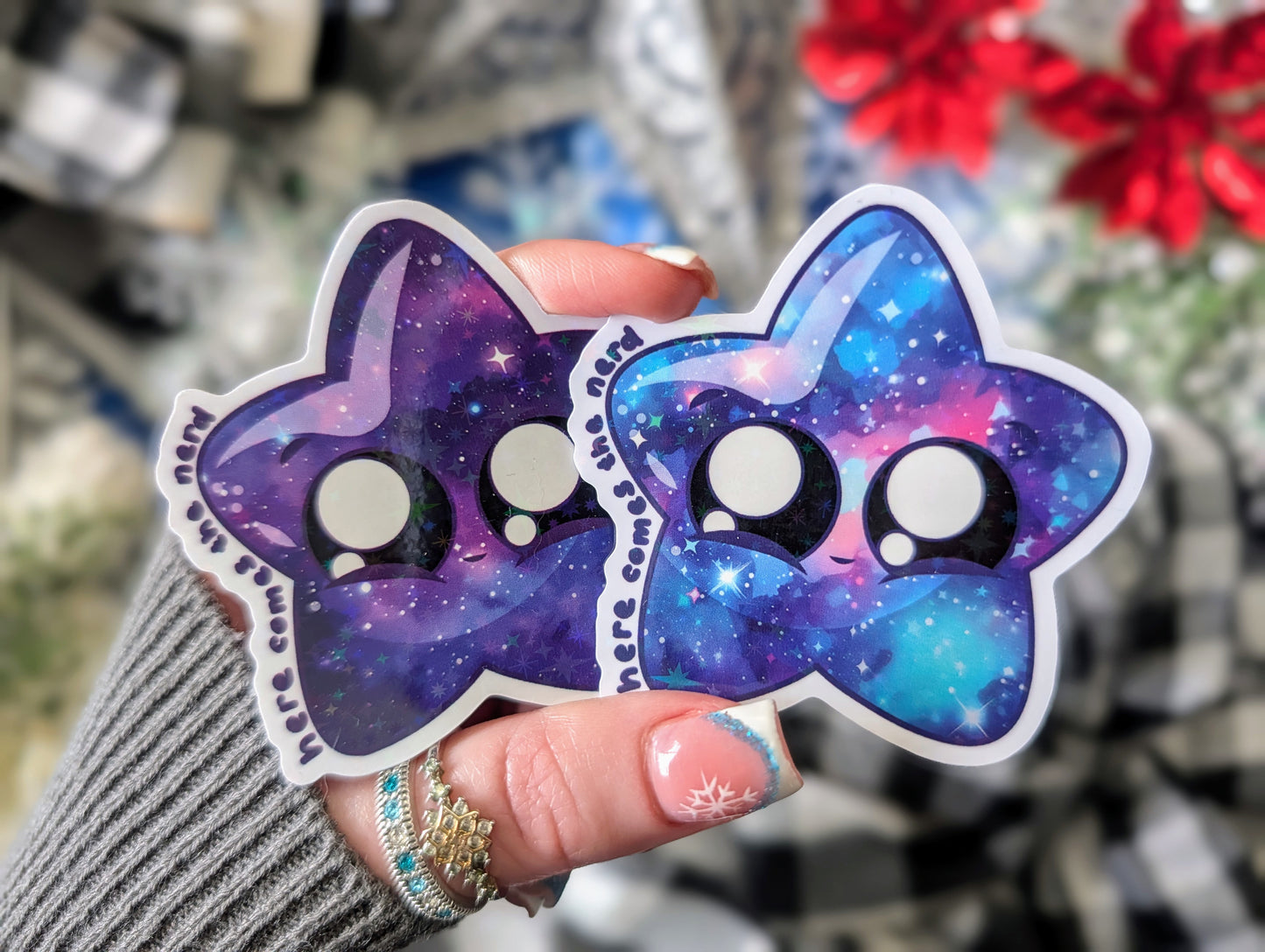 *MINI* Velaris/Terrasen inspired Star Chonks - (2) Holographic Vinyl Stickers