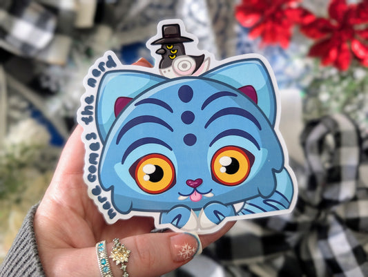 Derpy Tiger & Bestie Birb, Peek-a-Boo - Vinyl Sticker (FREEEEE Shipping!)