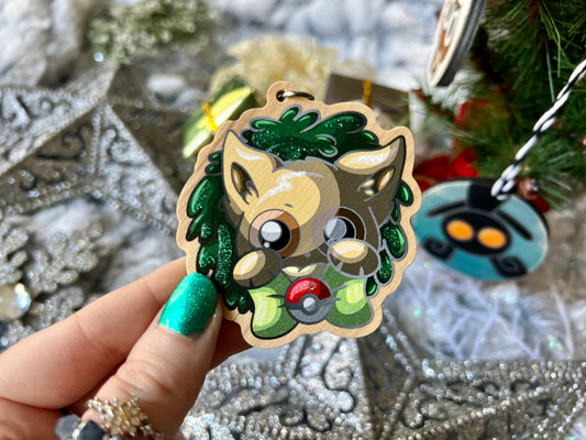 Base Floof - Wood Ornament with Hand Painted Embellishments