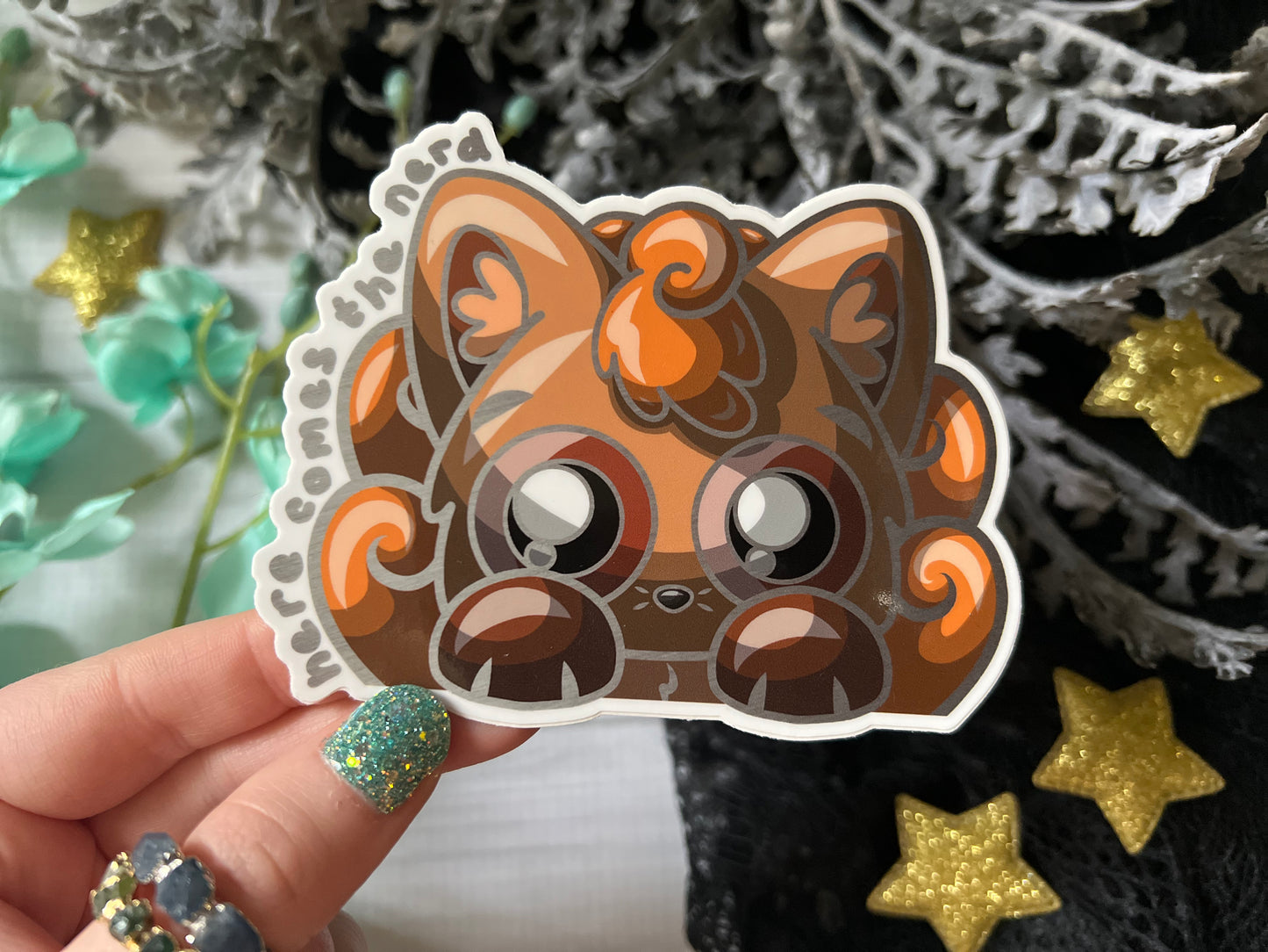 Fire Fox, Peek-a-Boo - Vinyl Sticker (FREEEEE Shipping!)