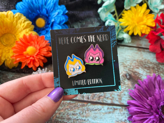 *Collectible* *MINI* Singing Flowers (Alice and Cheshire) - 2 Enamel Pins
