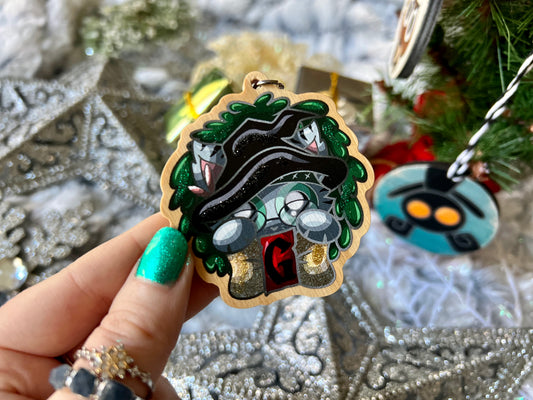 Professor M - Wood Ornament with Hand Painted Embellishments